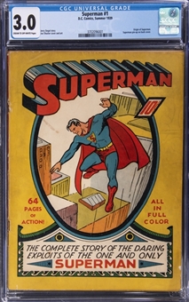1939 D.C. Comics "Superman" #1 (Origin Of Superman) - CGC 3.0 Cream to Off-White Pages